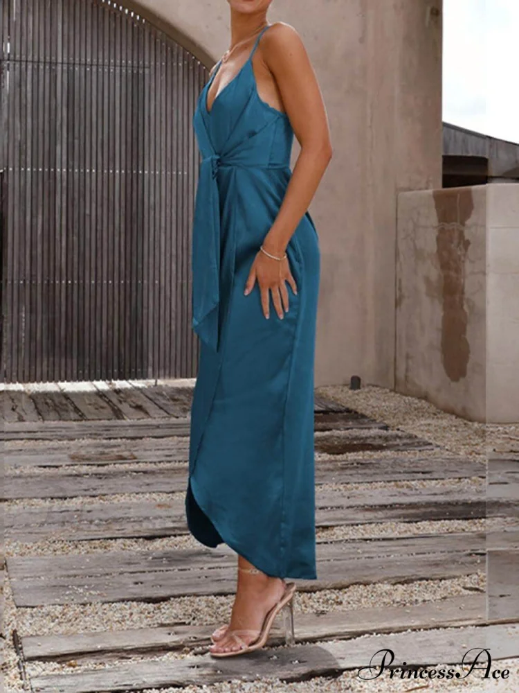 Stylish Unique Strappy Charming French Halter Midi Dresses - Image 2