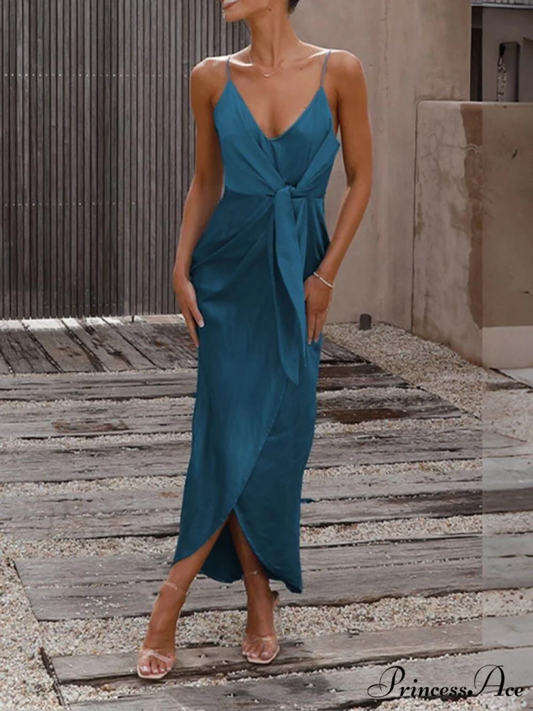 Stylish Unique Strappy Charming French Halter Midi Dresses - Image 3