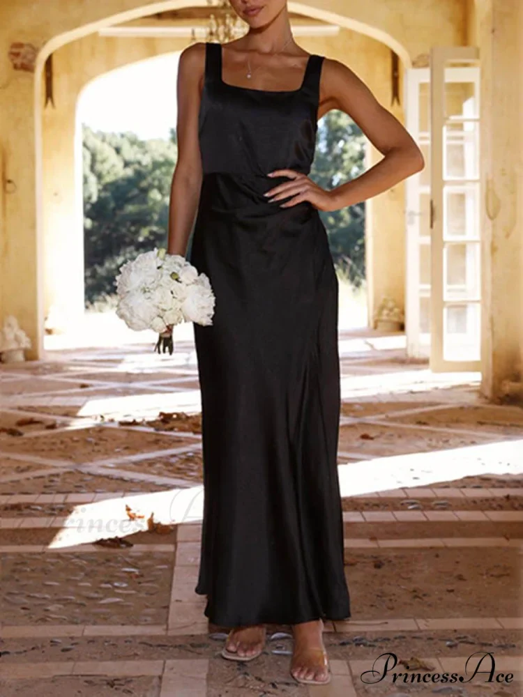 Summer Halter Satin Charming Bridesmaid Prom Midi Dresses - Image 11