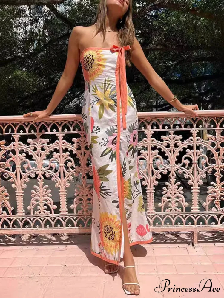 Summer Sexy Split Charming Wrap Printed Dresses - Image 2