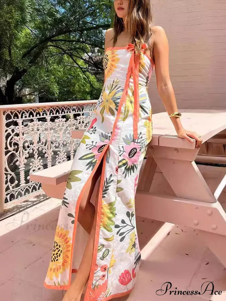 Summer Sexy Split Charming Wrap Printed Dresses - Image 3