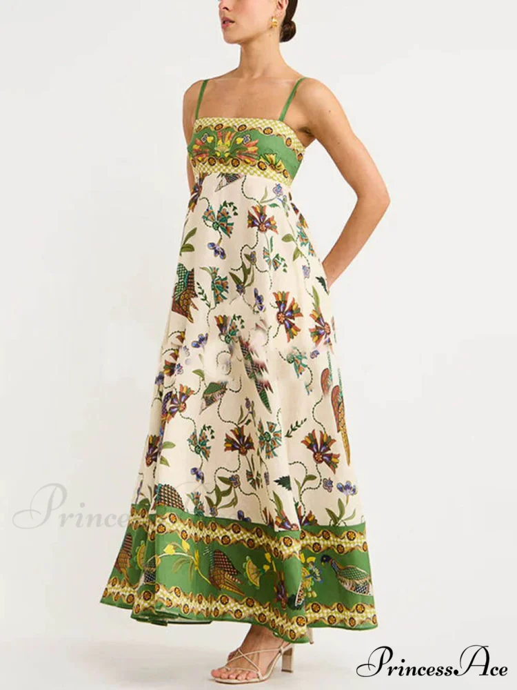 Sun Drenched Unique Print Graceful Smocked Back Pocketed Dress - Image 4