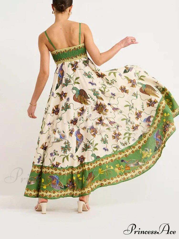 Sun Drenched Unique Print Graceful Smocked Back Pocketed Dress - Image 5