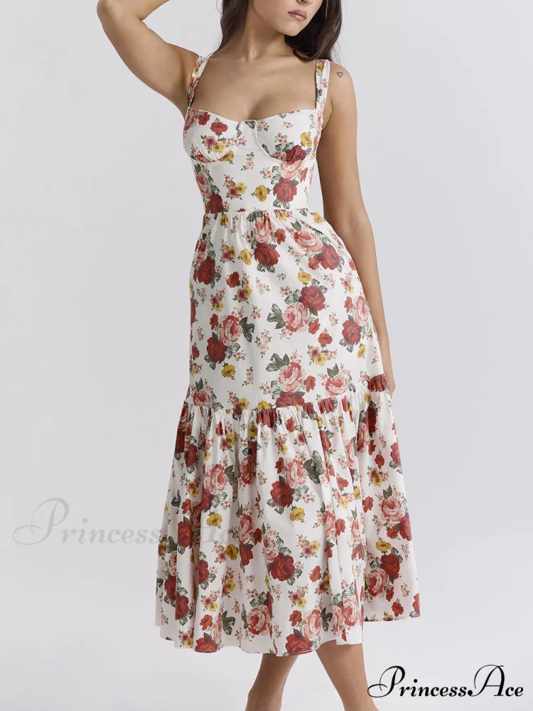 Sweet Spicy Style Charming Floral Backless Midi Dresses - Image 5