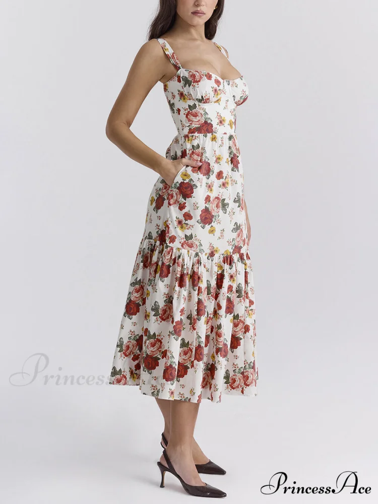 Sweet Spicy Style Charming Floral Backless Midi Dresses - Image 6