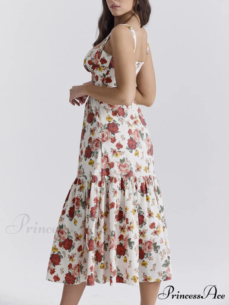 Sweet Spicy Style Charming Floral Backless Midi Dresses - Image 7