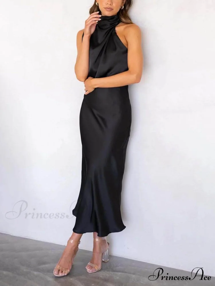 Unique Bridesmaid Sleeveless Charming High Neck Midi Dresses - Image 13