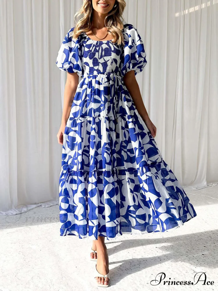 Unique Floral Print Patchwork Graceful Up Pleated Maxi Dress - Image 13