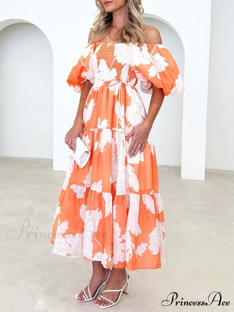 Unique Floral Print Patchwork Graceful Up Pleated Maxi Dress - Image 7