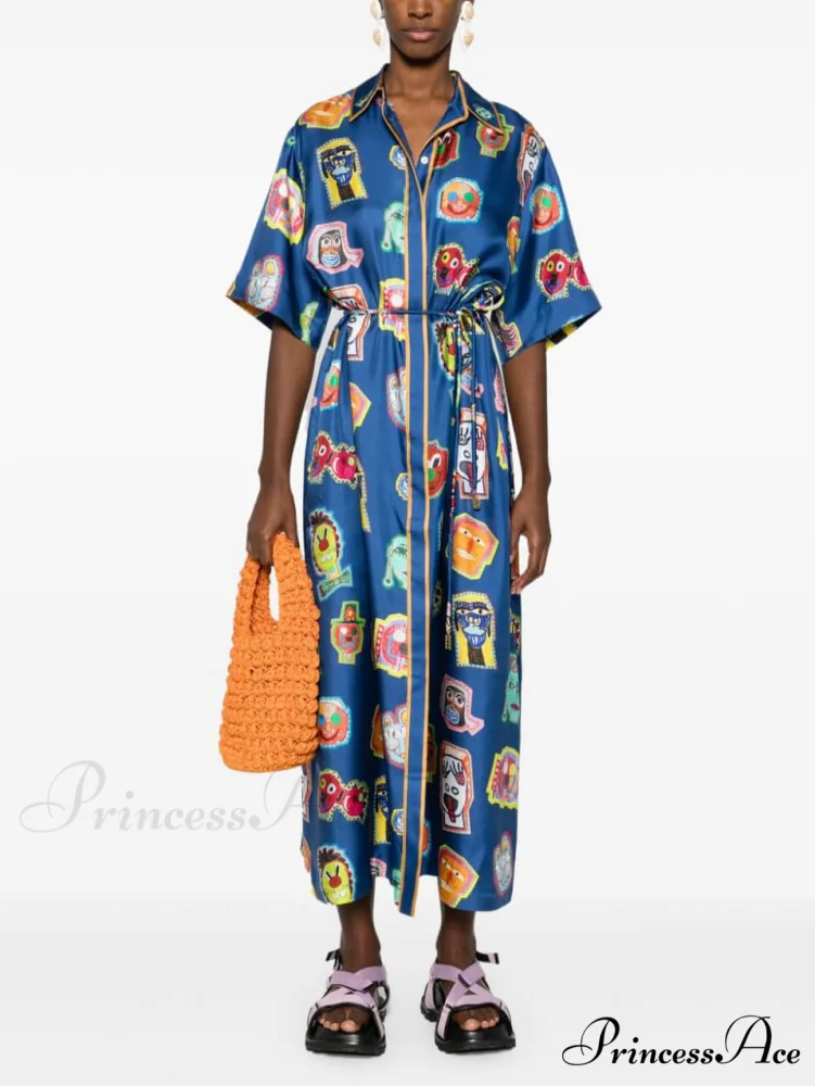 Unique Graffiti Fun Charming Print Midi Dress - Image 3