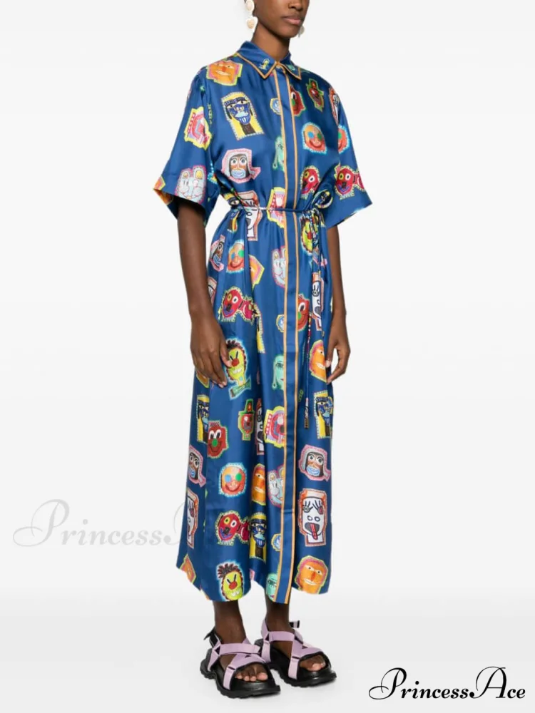 Unique Graffiti Fun Charming Print Midi Dress - Image 4