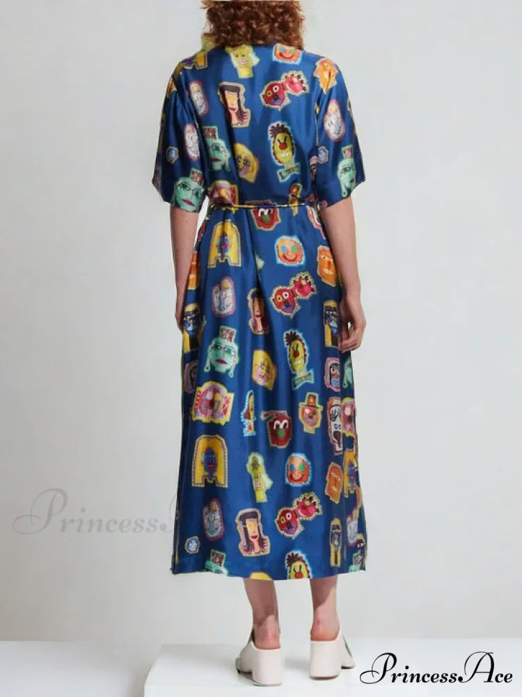 Unique Graffiti Fun Charming Print Midi Dress - Image 6