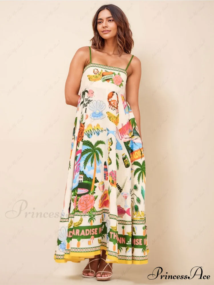 Unique Holiday Print Smocked Graceful Back Pocket Maxi Dress - Image 2