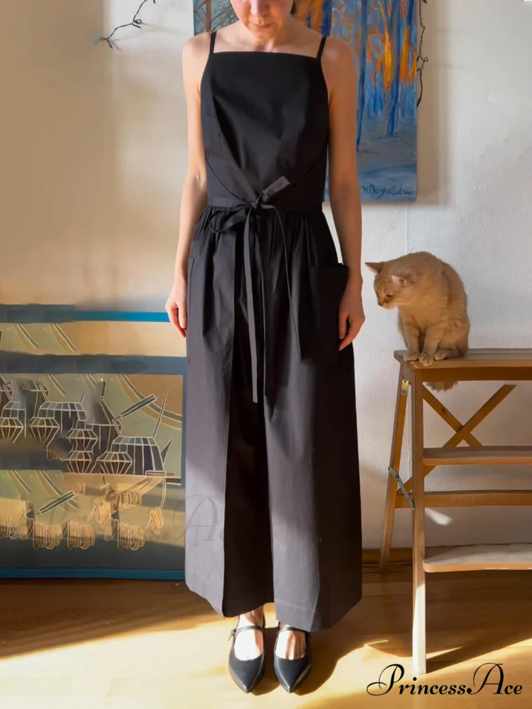Unique Side Slit Charming Lace-Up Pocket Vest Dress - Image 3
