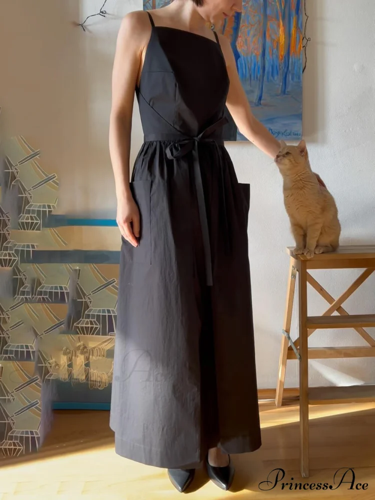 Unique Side Slit Charming Lace-Up Pocket Vest Dress - Image 5