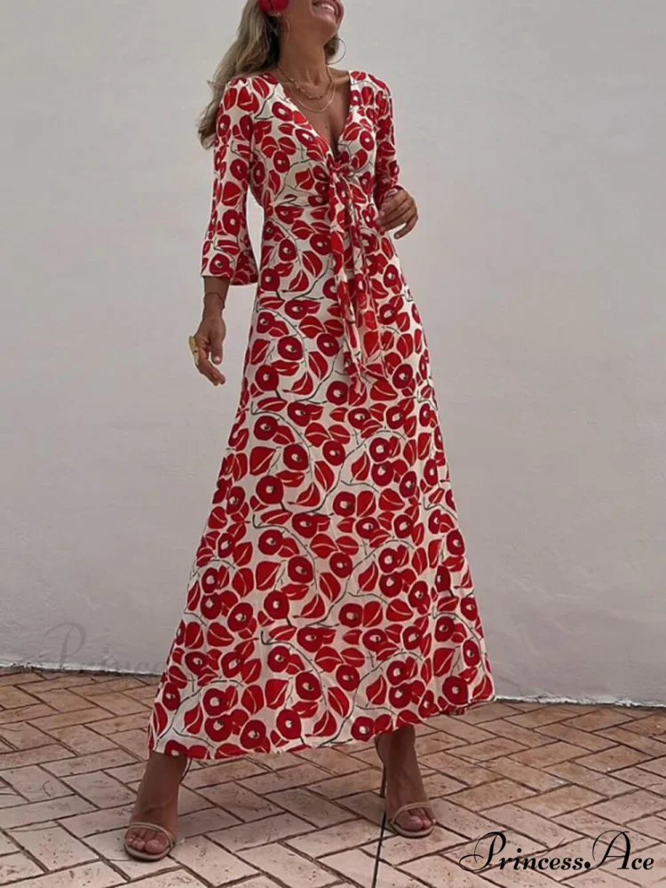 Vacation Floral Print Smocked Graceful Off Shoulder Pocketed Maxi Dress - Image 3