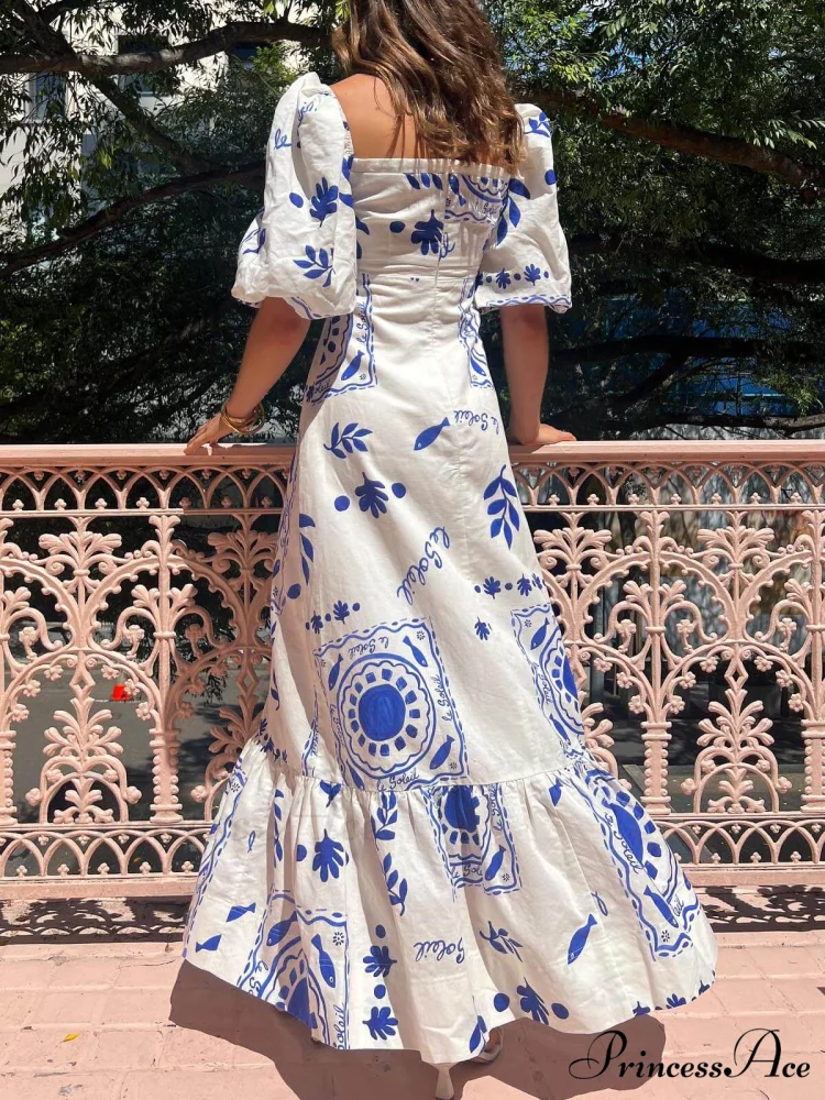 Vacation Puff Stylish Sleeve Midi Dress - Image 2