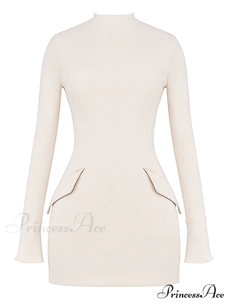 Vintage Cream Stylish Mini Dress - Image 6