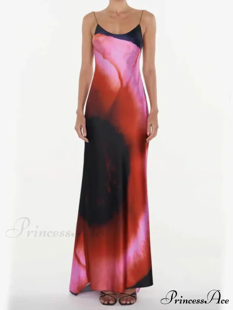 Abstract Floral Stylish Halter Maxi Dress - Image 3