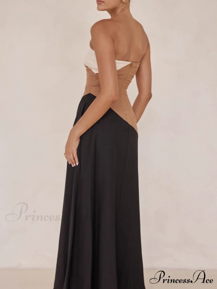 Asymmetrical Color-Blocked Stylish Maxi Dress - Image 3