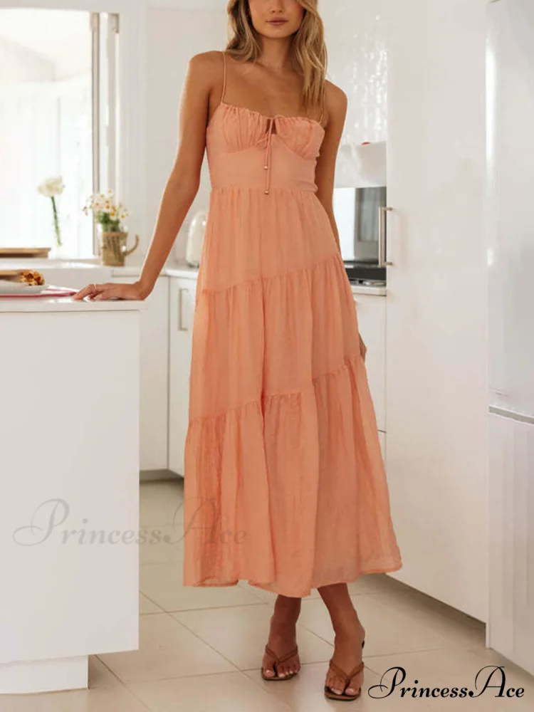 Backless Lace-Up Sleeveless Charming Patchwork Slip Dress - Image 2