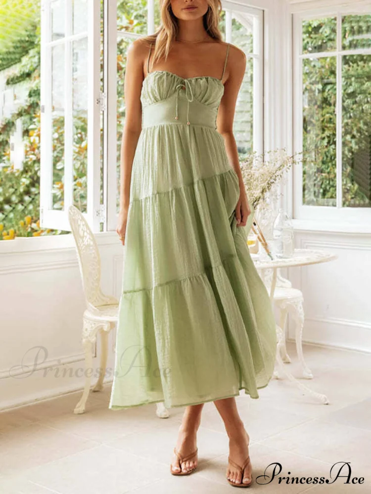 Backless Lace-Up Sleeveless Charming Patchwork Slip Dress - Image 3