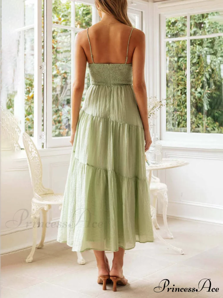 Backless Lace-Up Sleeveless Charming Patchwork Slip Dress - Image 4