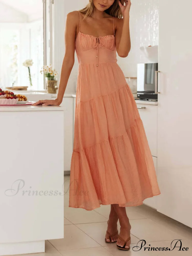Backless Lace-Up Sleeveless Charming Patchwork Slip Dress - Image 6