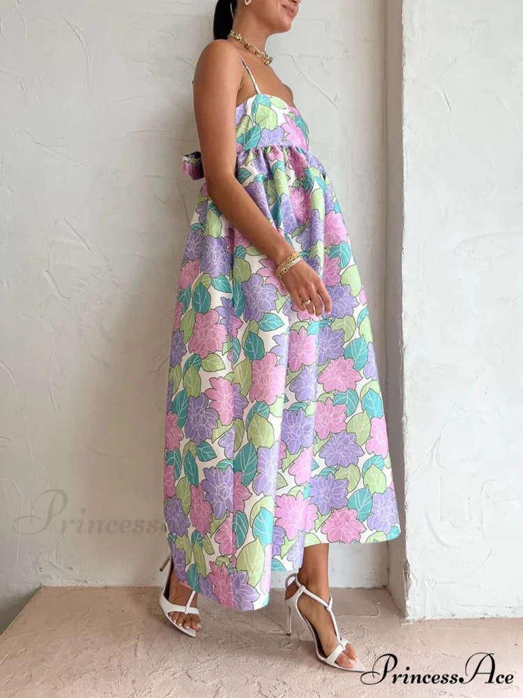 Beautiful Temperament Printed Charming Strapless Backless Swing Dress - Image 3