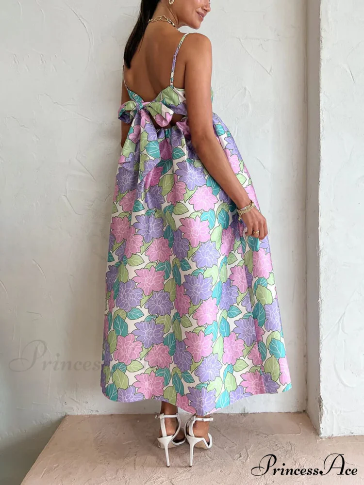 Beautiful Temperament Printed Charming Strapless Backless Swing Dress - Image 5