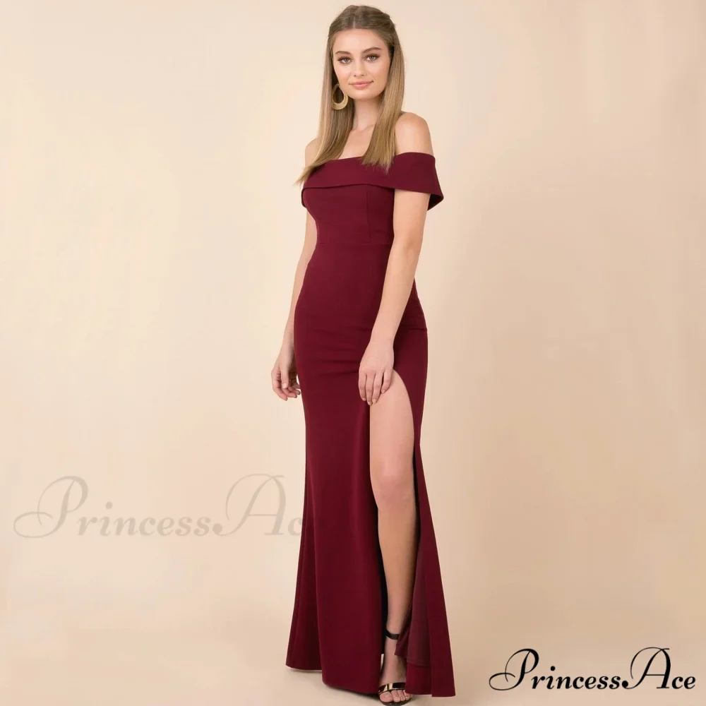 Coralie Off Shoulder Charming Front Slit Dress - Image 5