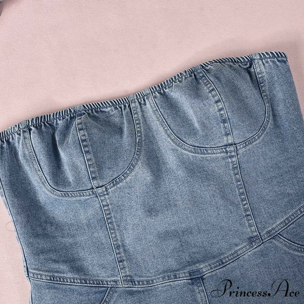 Denim Dreams Stylish Lace-Up Mini Dress - Image 3