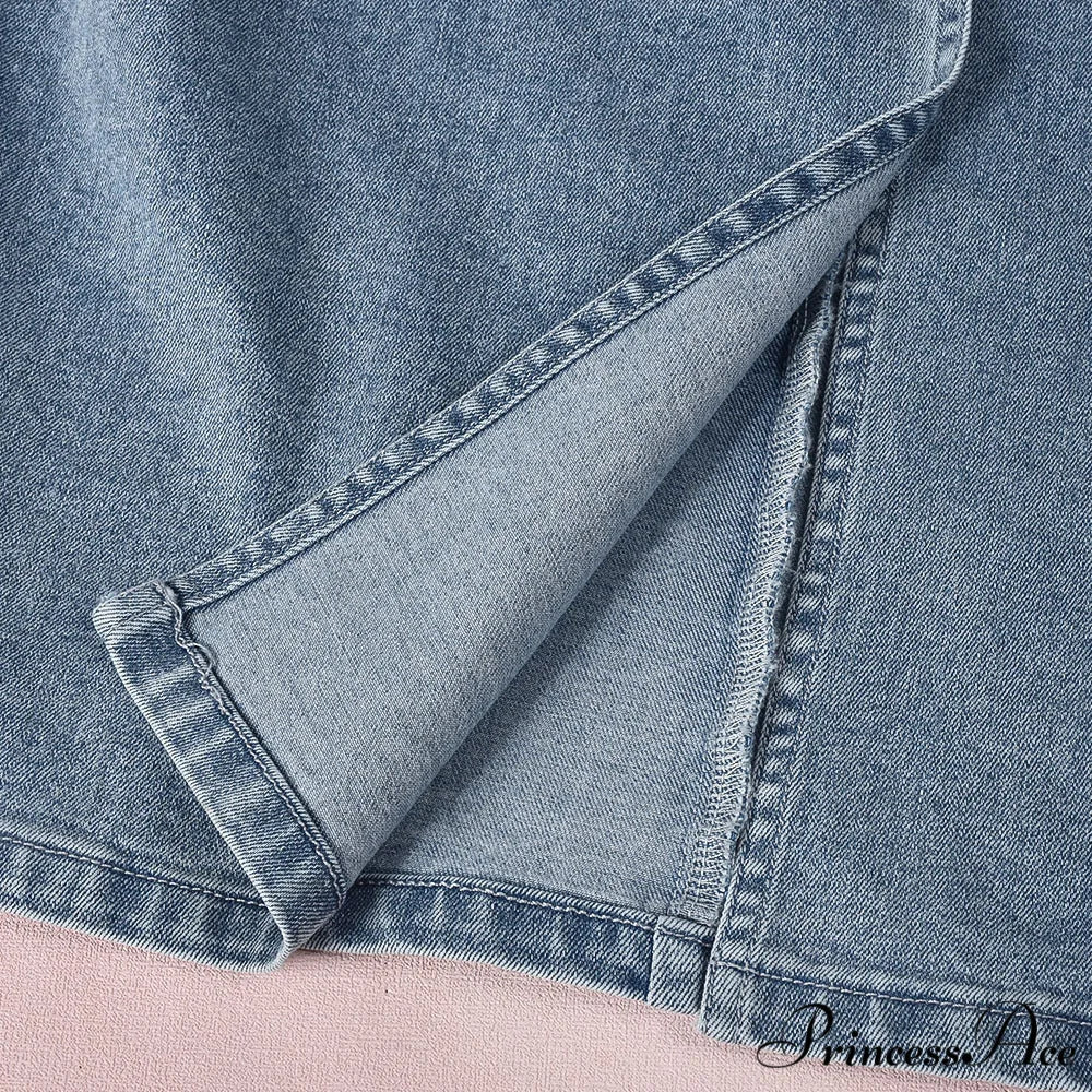 Denim Dreams Stylish Lace-Up Mini Dress - Image 8