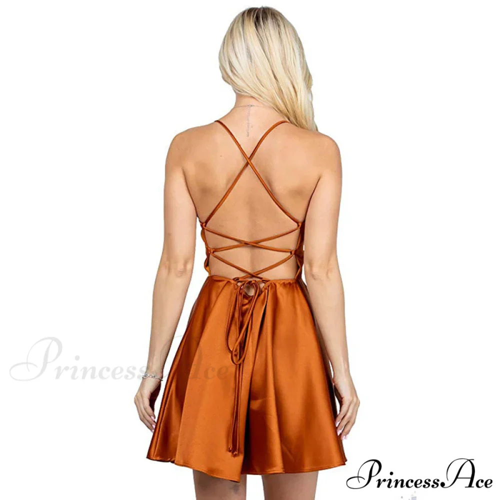 Leandra Satin Stylish Skater Dress - Image 3