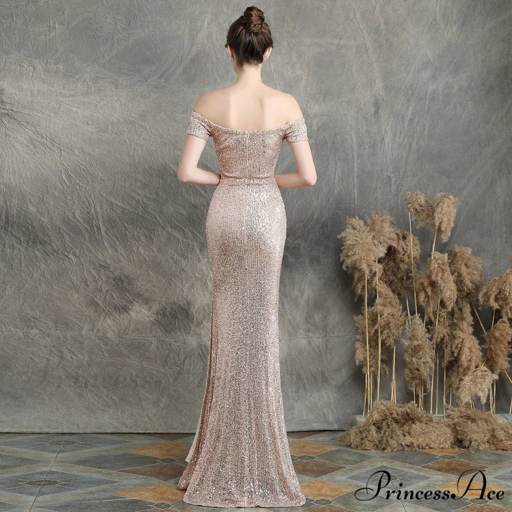 Marzia Formal Stylish Sequined Slit Dress - Image 11