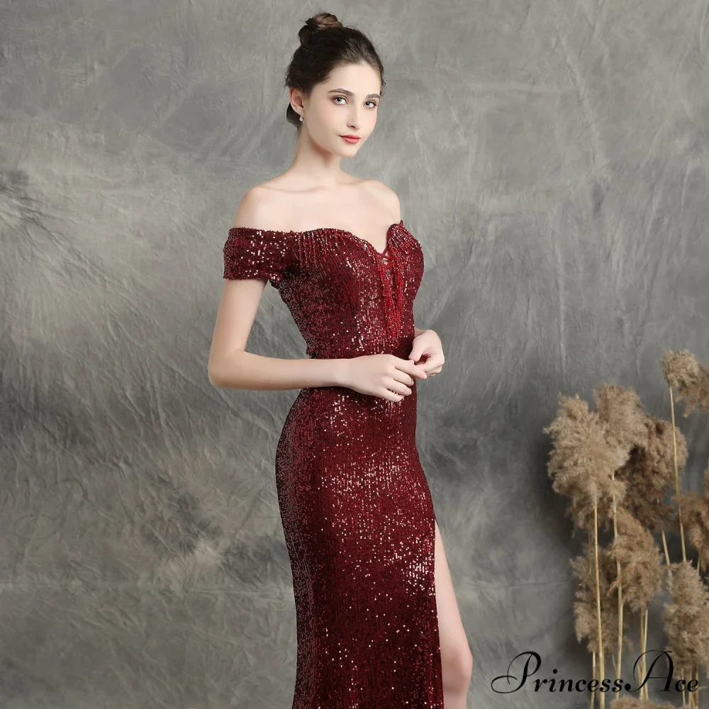 Marzia Formal Stylish Sequined Slit Dress - Image 15