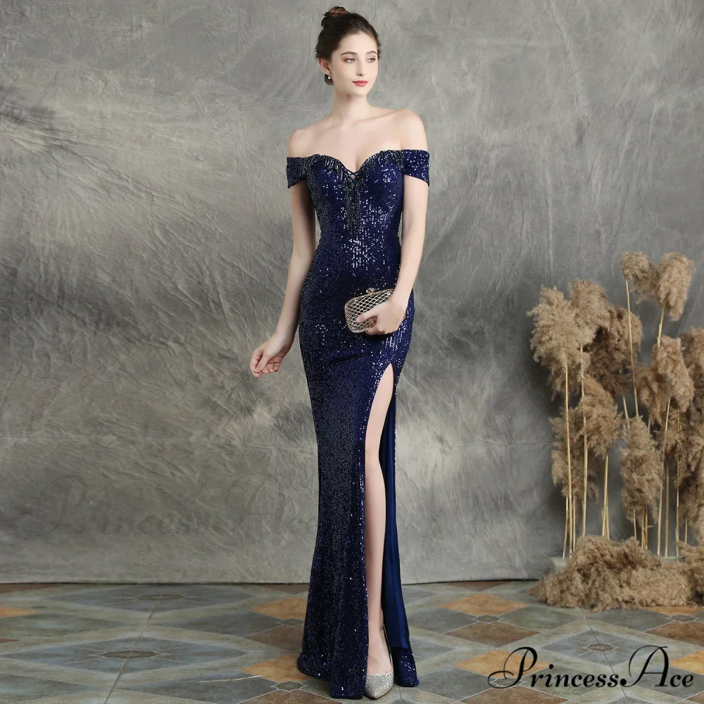 Marzia Formal Stylish Sequined Slit Dress - Image 16