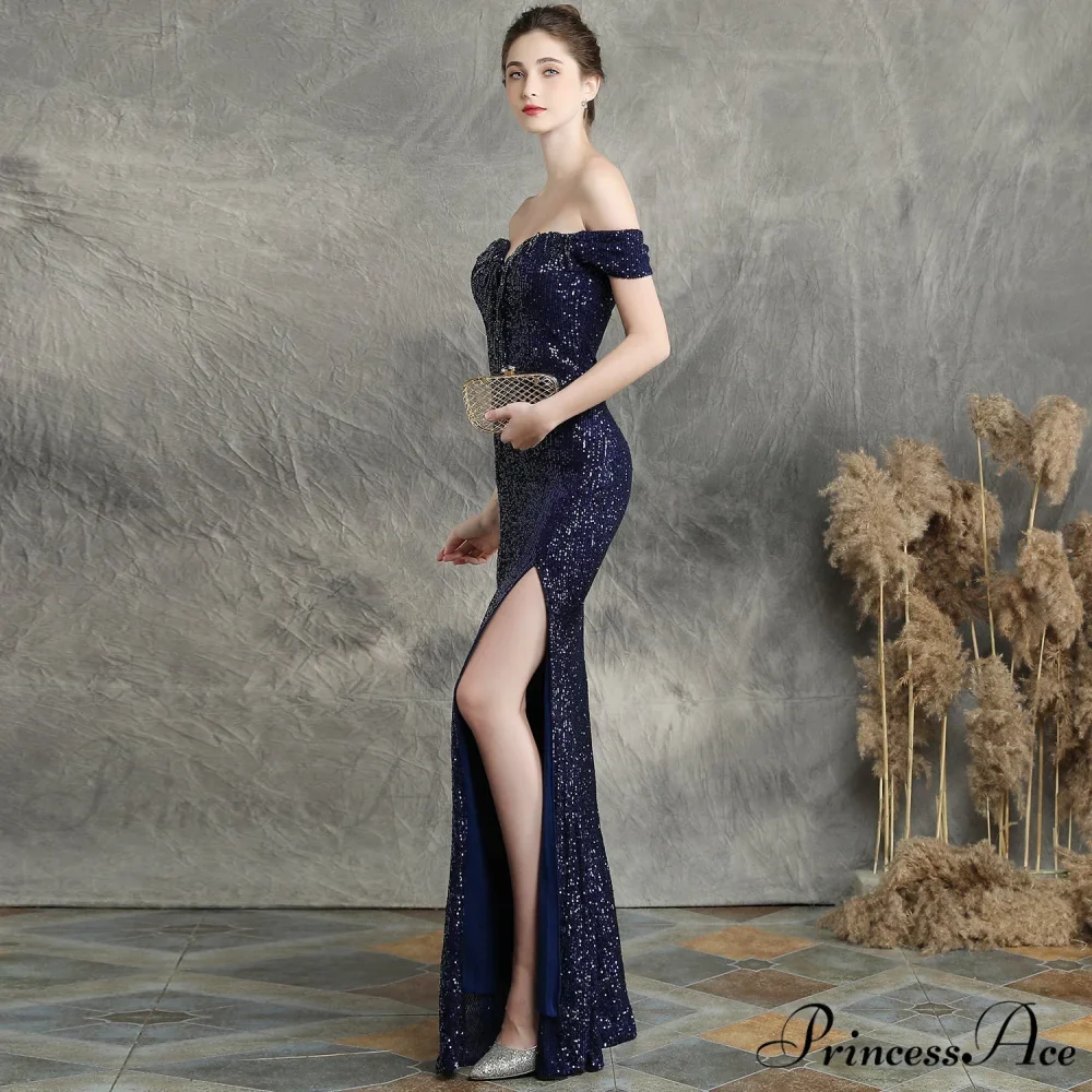 Marzia Formal Stylish Sequined Slit Dress - Image 17