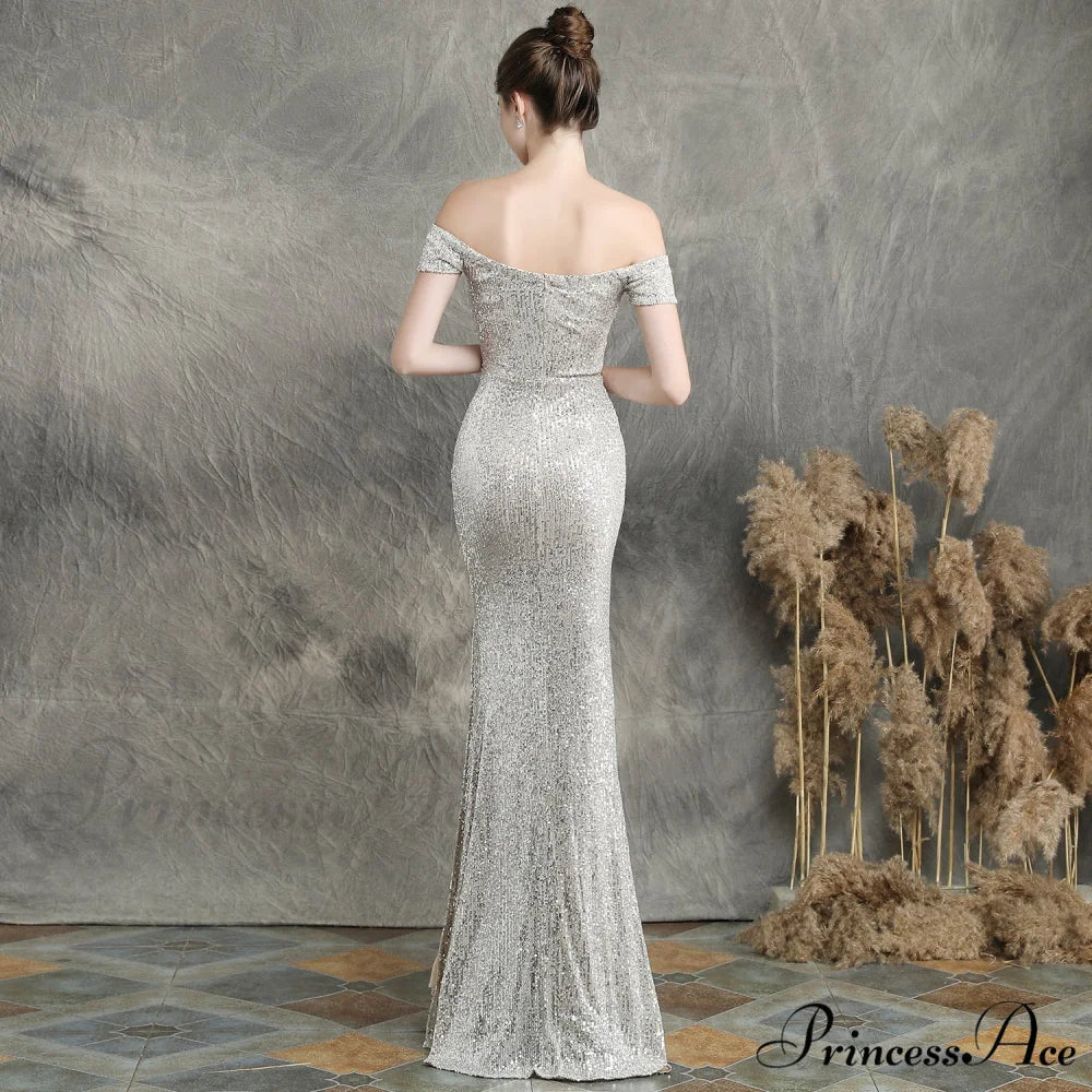 Marzia Formal Stylish Sequined Slit Dress - Image 20