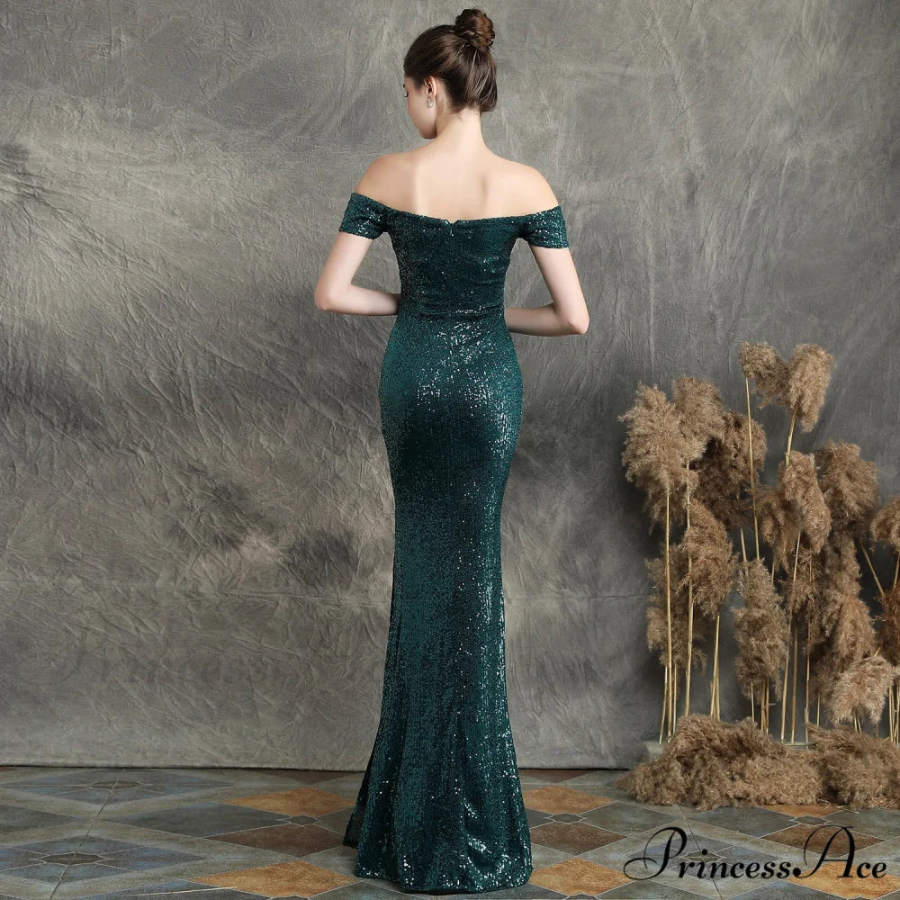 Marzia Formal Stylish Sequined Slit Dress - Image 8