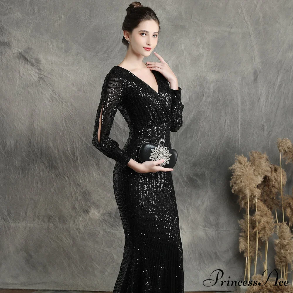 Ella long-sleeve sequined Charming formal fishtail dress - Image 11