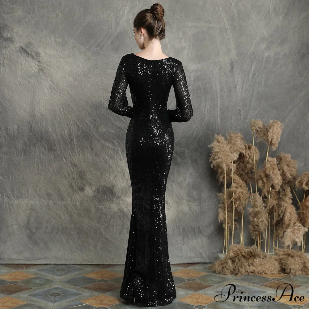 Ella long-sleeve sequined Charming formal fishtail dress - Image 12