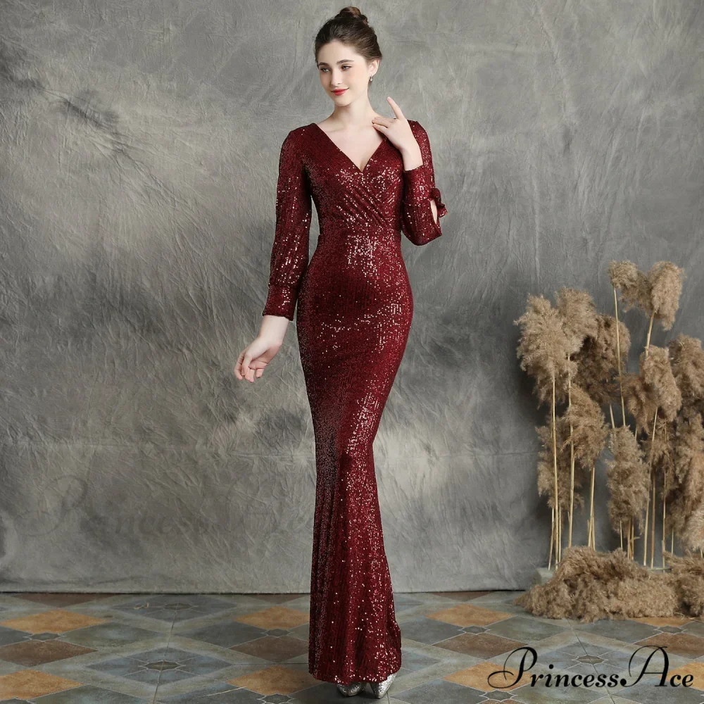 Ella long-sleeve sequined Charming formal fishtail dress - Image 17