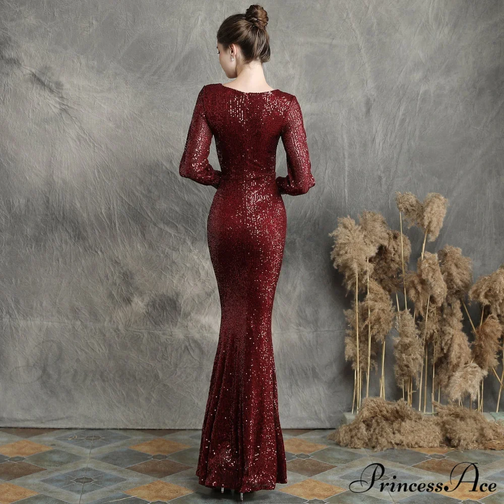 Ella long-sleeve sequined Charming formal fishtail dress - Image 18