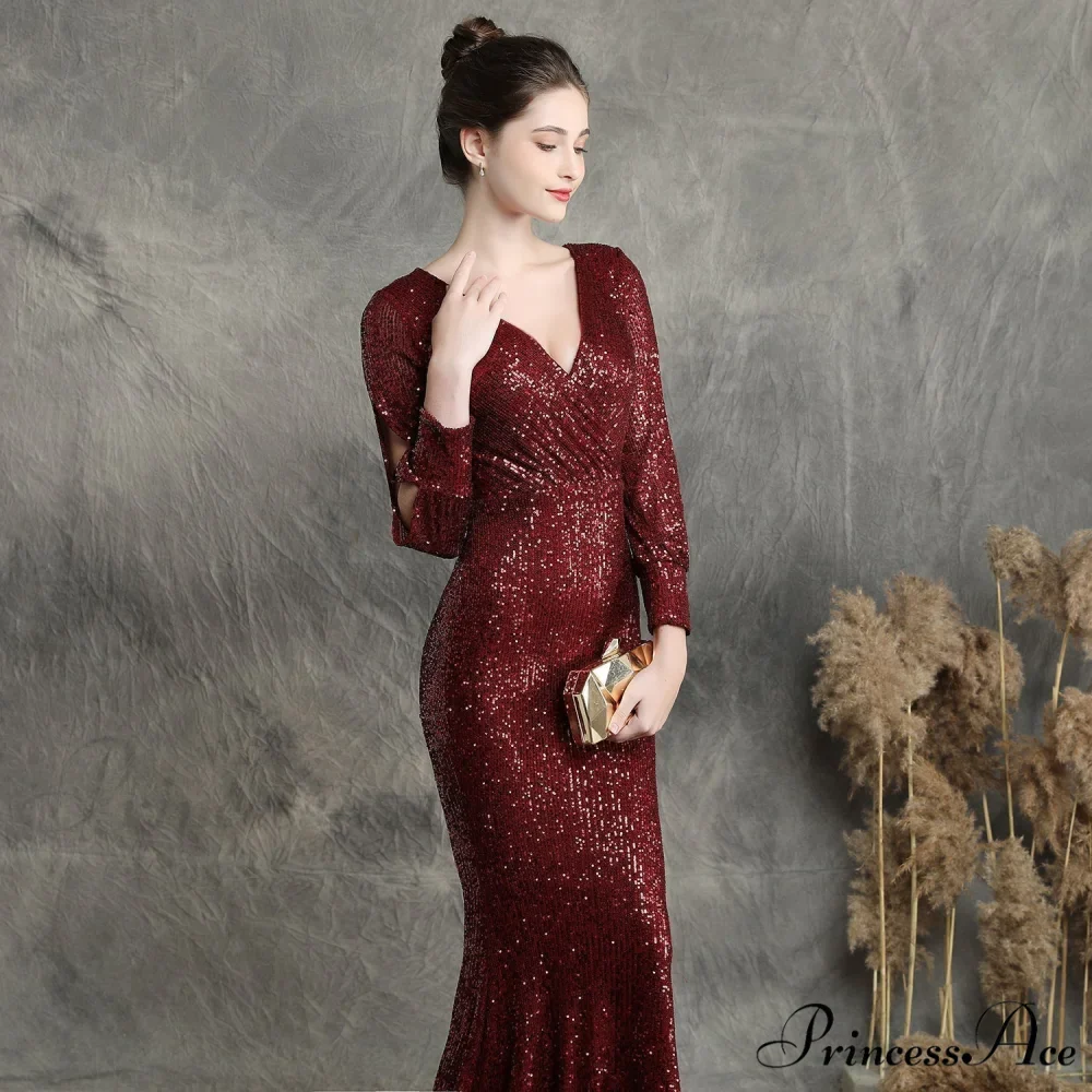 Ella long-sleeve sequined Charming formal fishtail dress - Image 19
