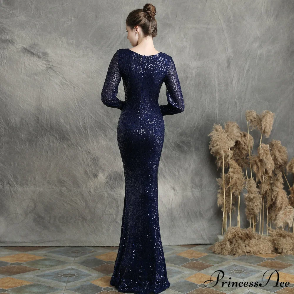Ella long-sleeve sequined Charming formal fishtail dress - Image 21