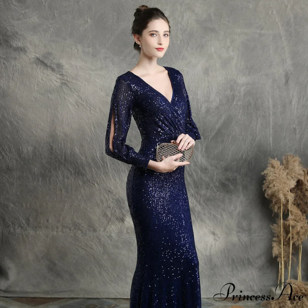 Ella long-sleeve sequined Charming formal fishtail dress - Image 22