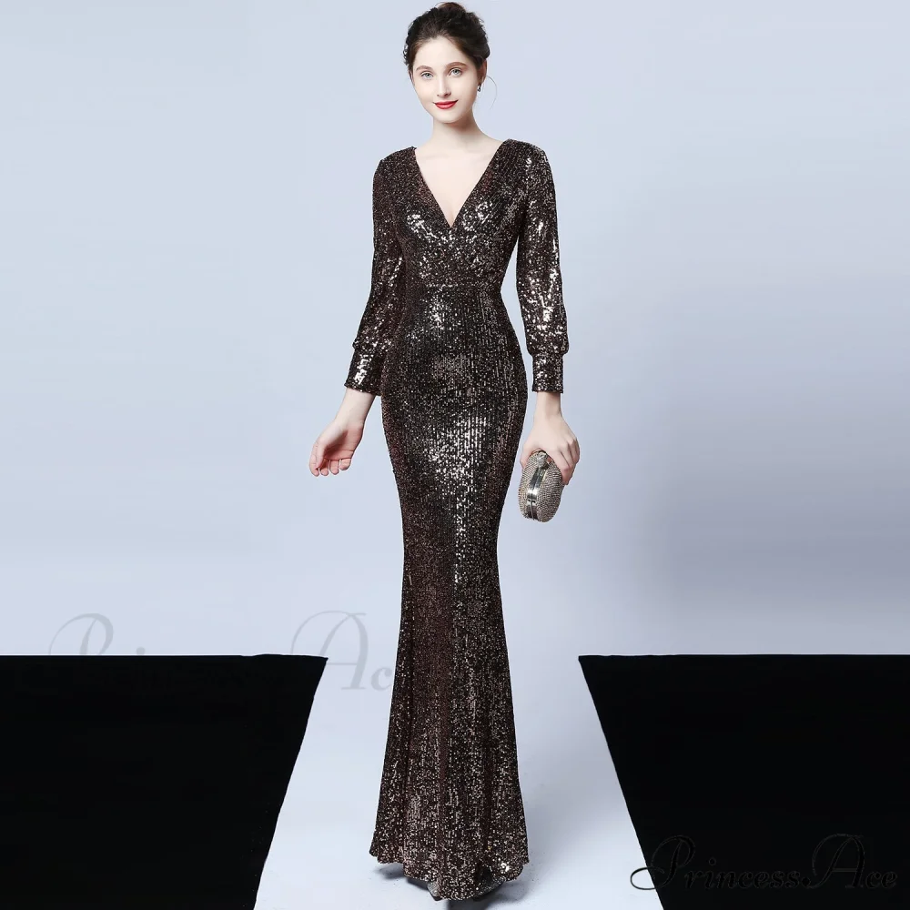 Ella long-sleeve sequined Charming formal fishtail dress - Image 26