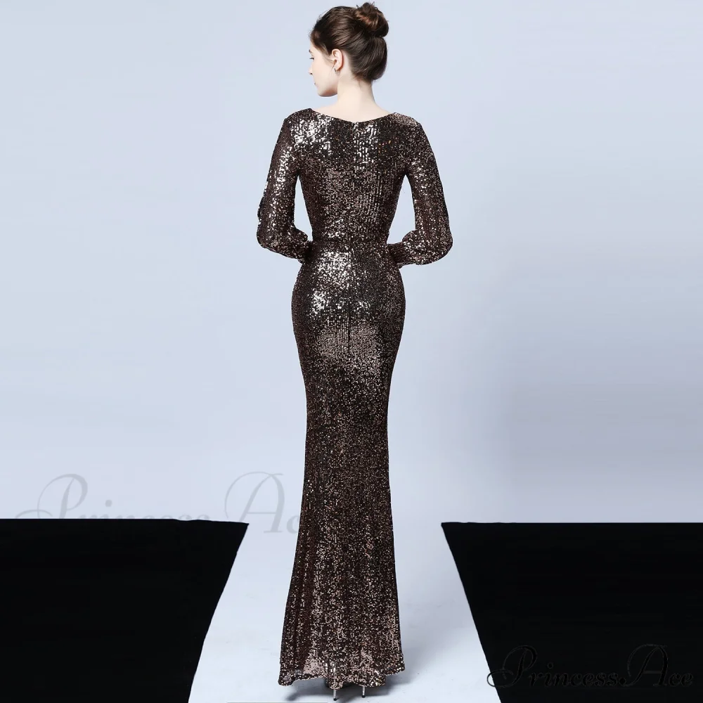 Ella long-sleeve sequined Charming formal fishtail dress - Image 27