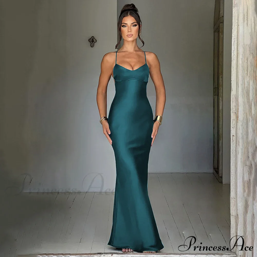 Emilia Draped Stylish Satin Gown - Image 11